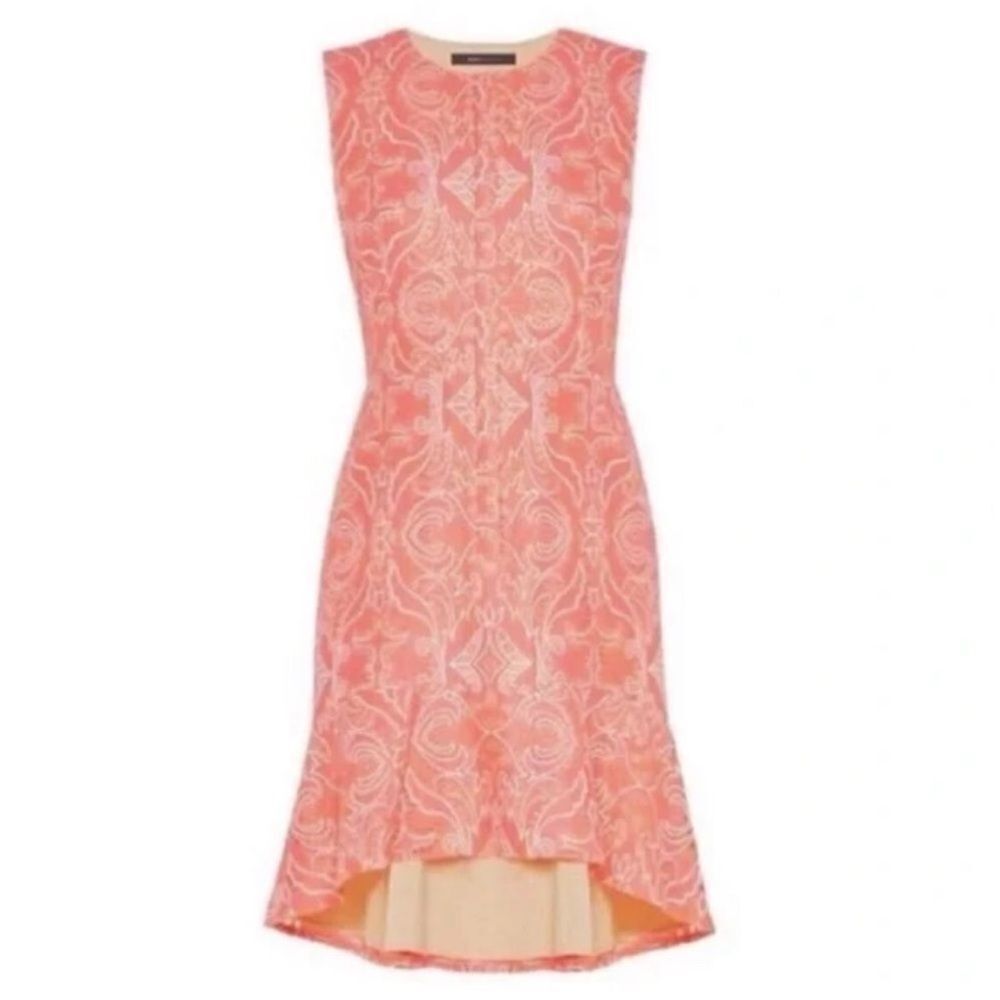 BCBGMaxAzria Pink Patterned High Low Dress, US4 - Picture 2 of 11